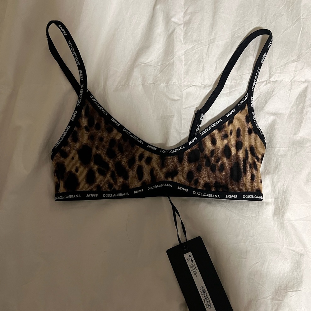 SKIMS Brown and Black Leopard Print Bra